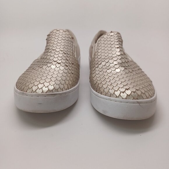 Vionic Leather Sneakers Gold Snakeskin Print Midi Slip On Comfort Shoes Womens 8 - Picture 4 of 13
